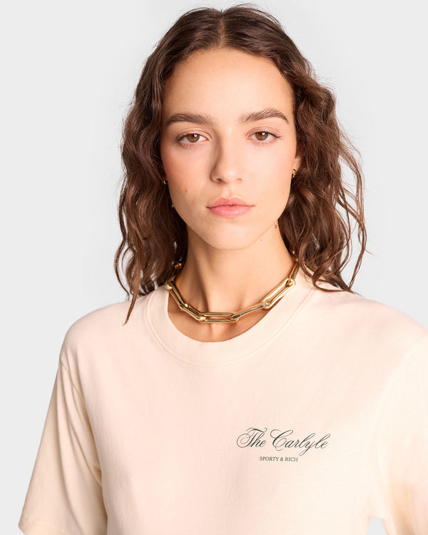 Sporty & Rich The Carlyle Souvenir T-Shirt - Cream/Forest
