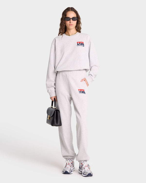 Sporty & Rich USA Sweatpant - Heather Gray/Navy/Sports Red