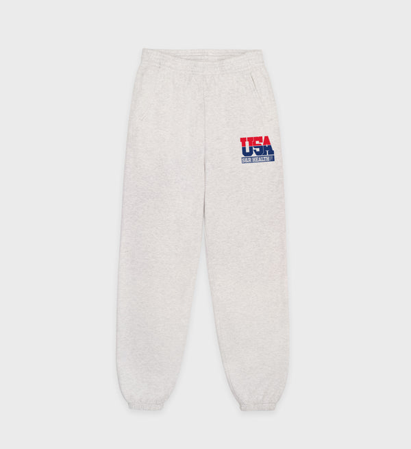 sporty & rich USA Sweatpant - Heather Gray/Navy/Sports Red