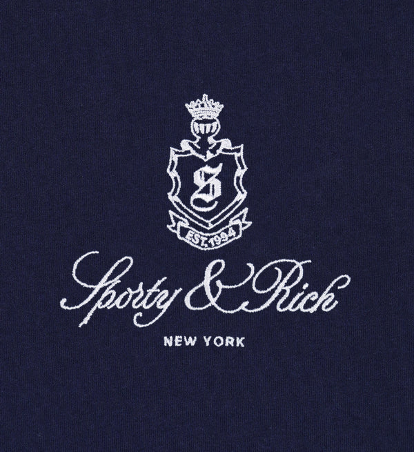 Sporty & Rich Vendome Embroidered Crewneck - Navy/White