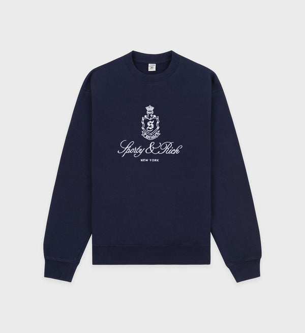 sporty & rich Vendome Embroidered Crewneck - Navy/White