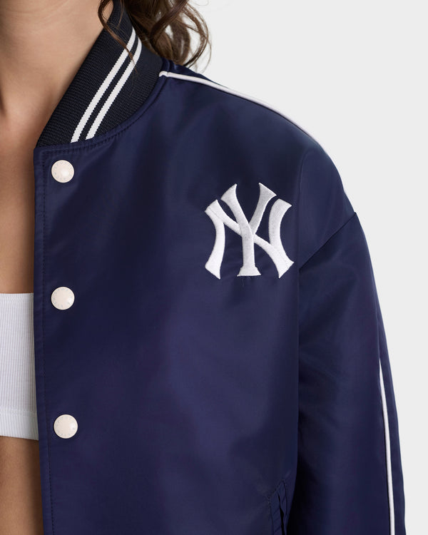 Sporty & Rich Yankees Curve Nylon Varsity Jacket - Navy/White