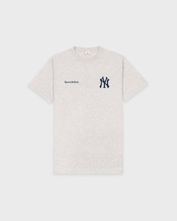 sporty & rich Yankees Curve T-Shirt - Heather Gray/Navy
