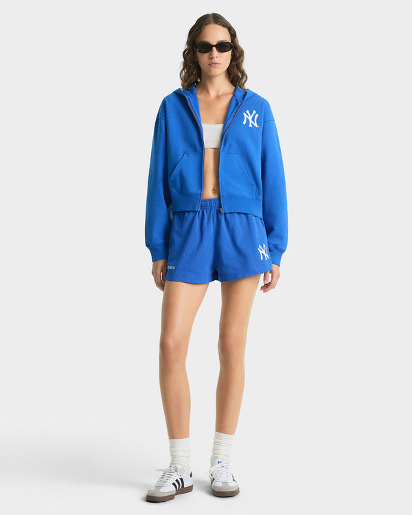 Sporty & Rich Yankees Serif Cropped Zip Hoodie - Team Blue/White