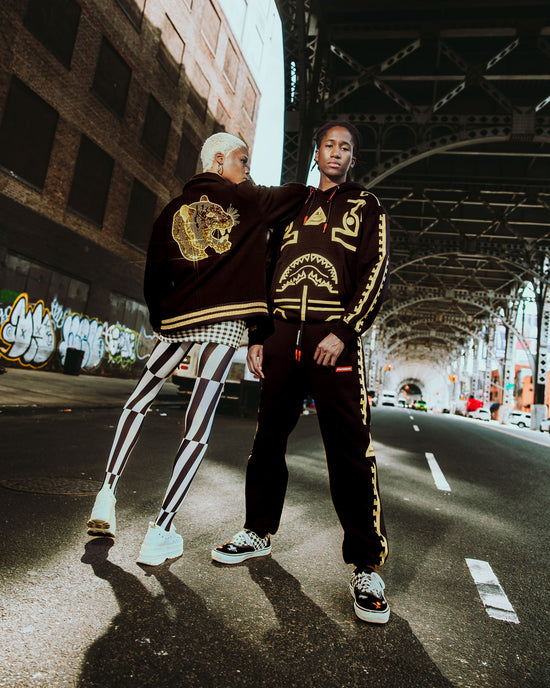 Sprayground A.I.9 AFRICAN INTELLIGENCE GUILDED LEOPARD - SANDFLOWER COLLAB VARSITY JACKET