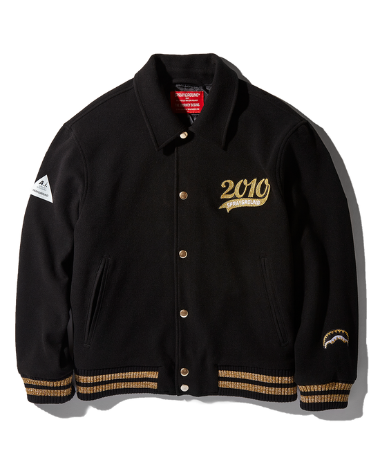 Sprayground A.I.9 AFRICAN INTELLIGENCE GUILDED LEOPARD - SANDFLOWER COLLAB VARSITY JACKET