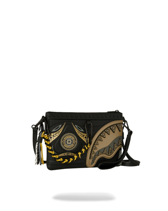 Sprayground A.I. AFRICAN INTELLIGENCE SHARKS OF THE GOLD OCEAN CROSSOVER CLUTCH - SANDFLOWER COLLAB