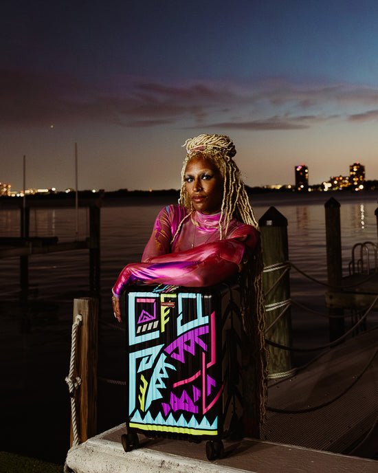 Sprayground A.I. PATH TO THE FUTURE III HARDSHELL CARRY-ON LUGGAGE - SANDFLOWER COLLAB