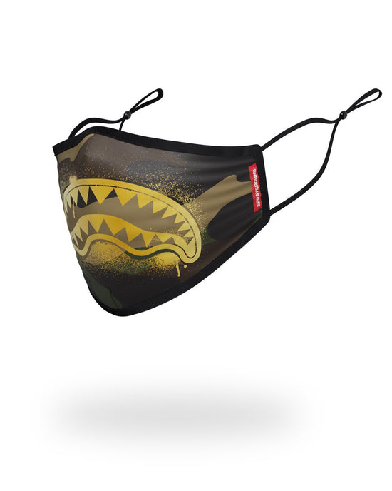 Sprayground ADULT CAMO GOLD SHARK FORM FITTING FACE MASK