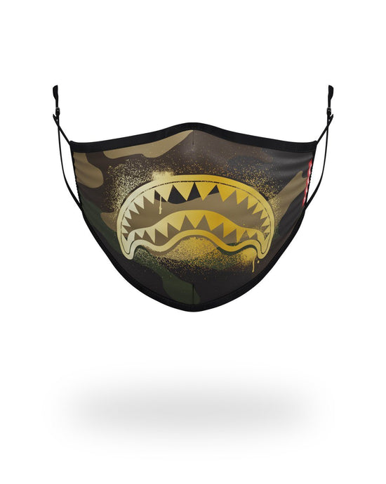 sprayground ADULT CAMO GOLD SHARK FORM FITTING FACE MASK