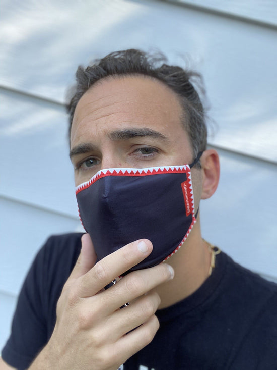 Sprayground ADULT VERTICAL SHARK (BLACK) FORM-FITTING FACE MASK