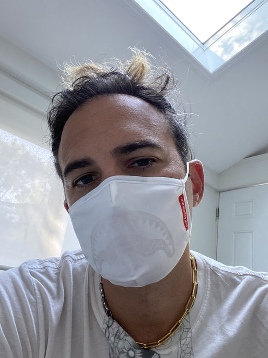 Sprayground ADULT WHITE ON WHITE SHARK FORM-FITTING FACE MASK