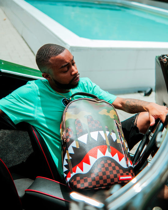 Sprayground CAMO DRIP SHARKS IN PARIS BACKPACK (DLXV)