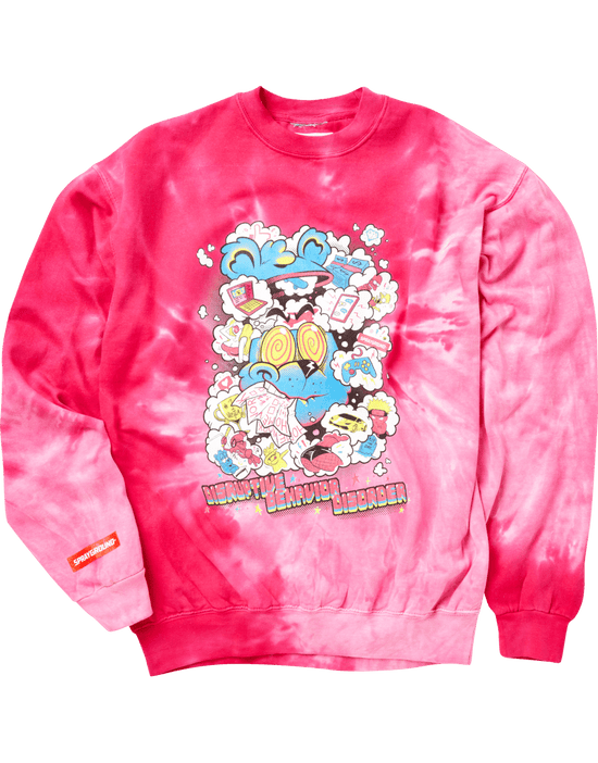 sprayground DISRUPTIVE BEHAVIOR DISORDER CREW PINK TIE DYE