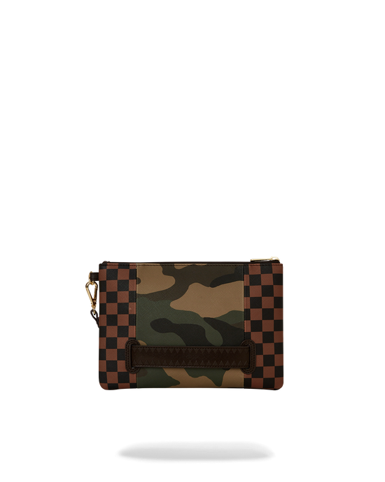 Sprayground EXTERIOR GOLD ZIP POCKET SHARKS IN PARIS CROSSOVER CLUTCH