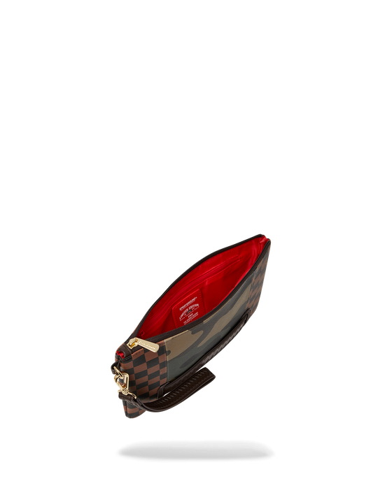 Sprayground EXTERIOR GOLD ZIP POCKET SHARKS IN PARIS CROSSOVER CLUTCH