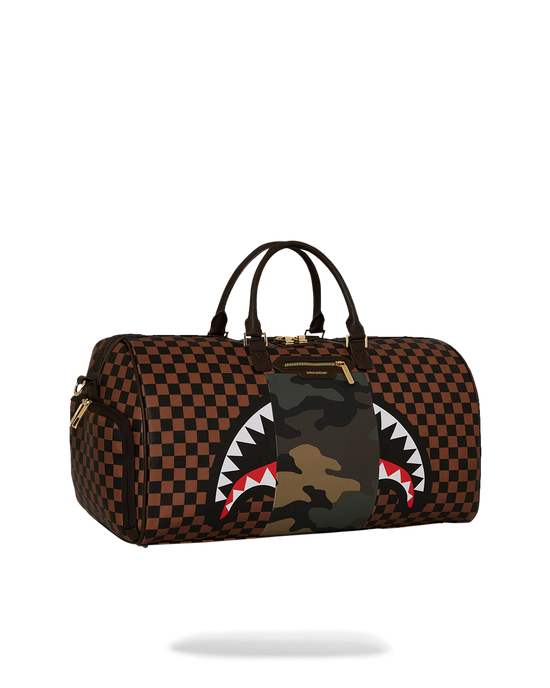 Sprayground EXTERIOR GOLD ZIP POCKET SHARKS IN PARIS DUFFLE