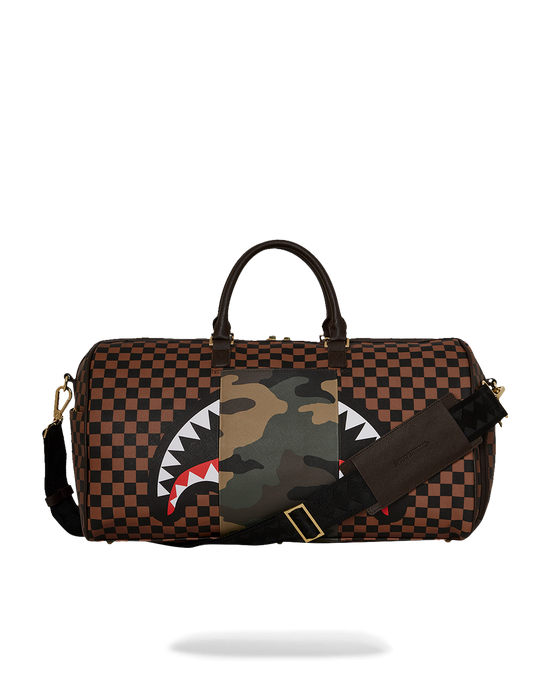 Sprayground EXTERIOR GOLD ZIP POCKET SHARKS IN PARIS DUFFLE