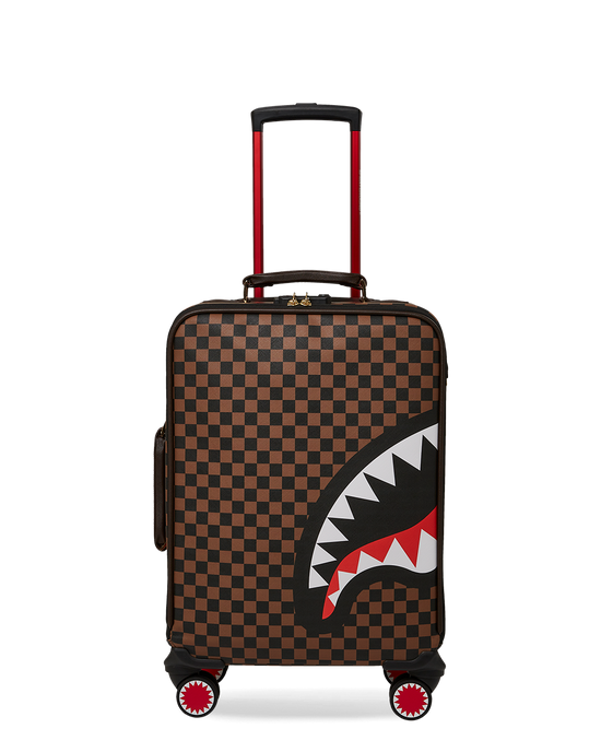 Sprayground EXTERIOR GOLD ZIP POCKET SHARKS IN PARIS JETSETTER CARRY-ON LUGGAGE