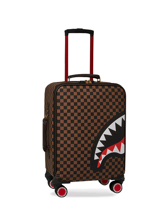 sprayground EXTERIOR GOLD ZIP POCKET SHARKS IN PARIS JETSETTER CARRY-ON LUGGAGE