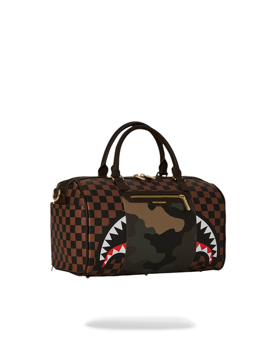 Sprayground EXTERIOR GOLD ZIP POCKET SHARKS IN PARIS MINI DUFFLE