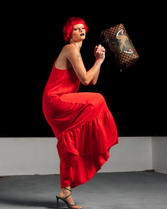 Sprayground EXTERIOR GOLD ZIP POCKET SHARKS IN PARIS MINI DUFFLE