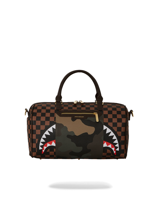 sprayground EXTERIOR GOLD ZIP POCKET SHARKS IN PARIS MINI DUFFLE