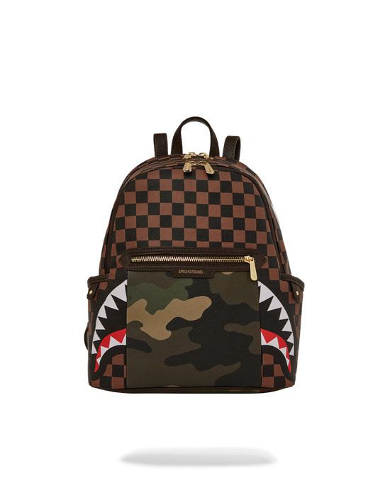 sprayground EXTERIOR GOLD ZIP POCKET SHARKS IN PARIS SAVAGE BACKPACK