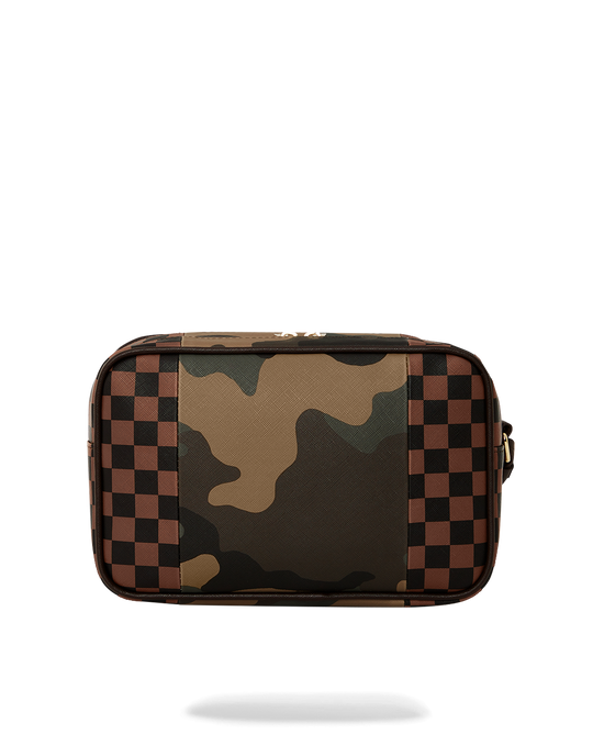 Sprayground EXTERIOR GOLD ZIP POCKET SHARKS IN PARIS TOILETRY BRICKSIDE BAG