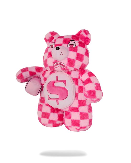 Sprayground FURZILLA SHARK (PINK CHECK) MONEYBEAR BACKPACK
