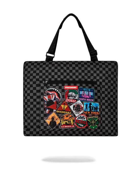 sprayground GLOBAL MOGUL UNLIMITED MILES PACKABLE BEACH MAT BLANKET WATER RESISTANT CONVERTIBLE TOTE