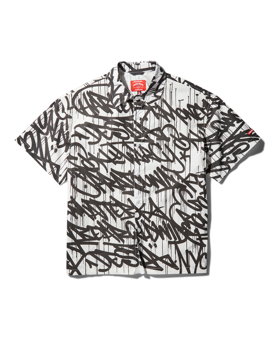 sprayground GRAFFITI SHORT SLEEVE BUTTON FRONT SHIRT