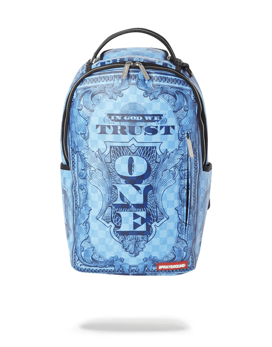 sprayground IN GOD WE TRUST BLUE BACKPACK (ONE OF ONE)