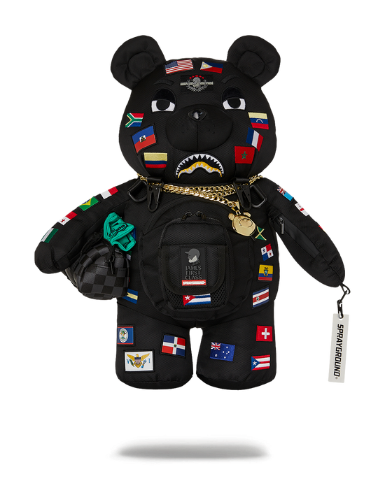 sprayground JAMES FIRST CLASS GLOBAL FLAGS MONEYBEAR BACKPACK