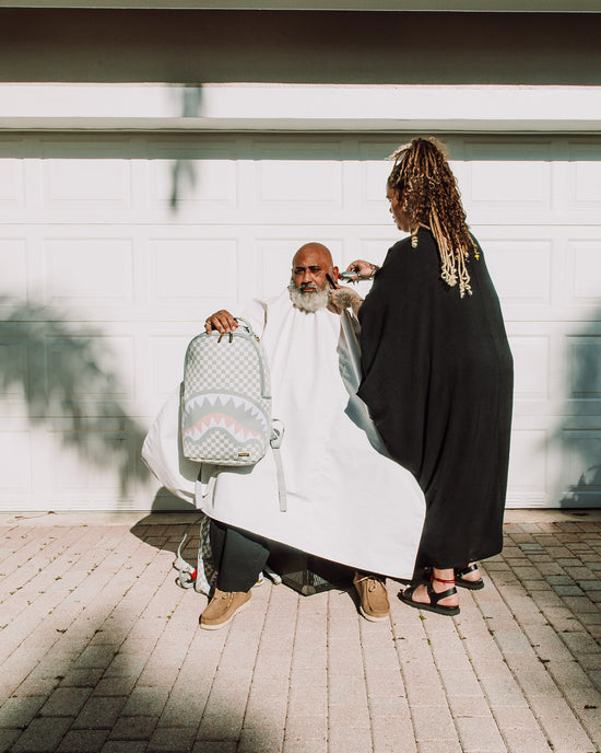 Sprayground KNIT SHARKS IN PARIS IN CREAM DLX BACKPACK