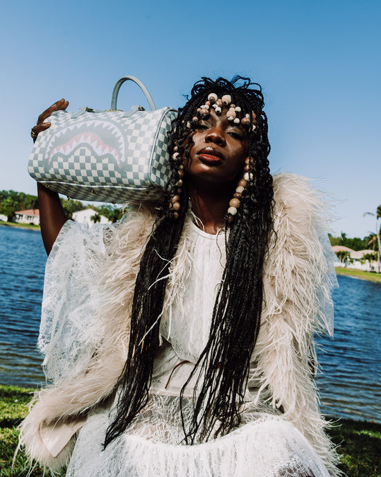 Sprayground KNIT SHARKS IN PARIS IN CREAM MINI DUFFLE