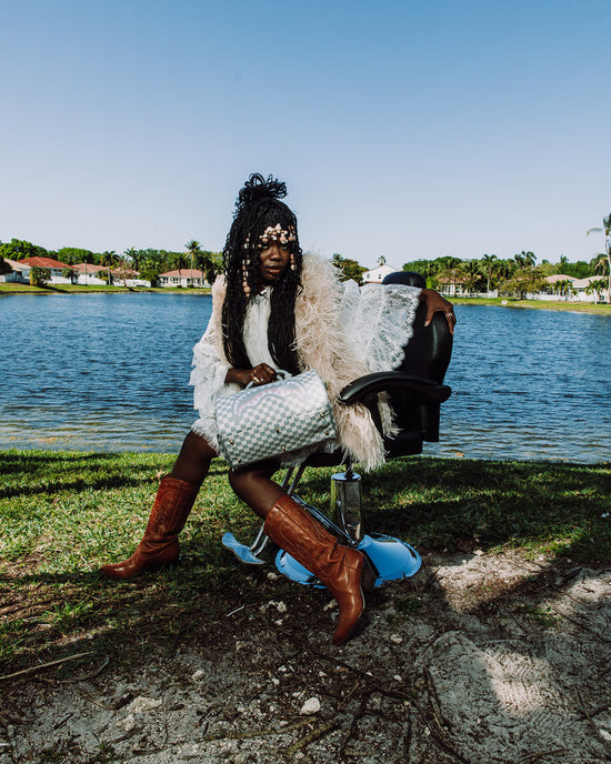 Sprayground KNIT SHARKS IN PARIS IN CREAM MINI DUFFLE