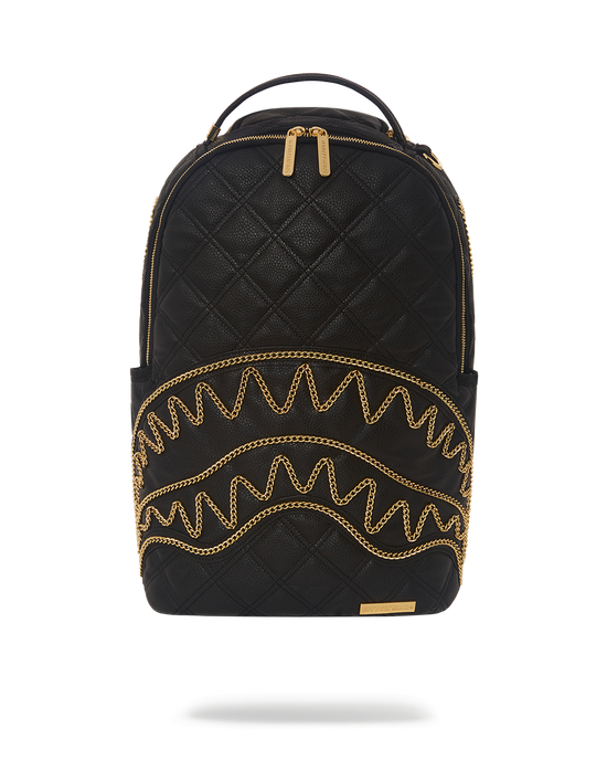 sprayground NOIR QUILT GOLD CHAIN SHARK BACKPACK (DLXV)