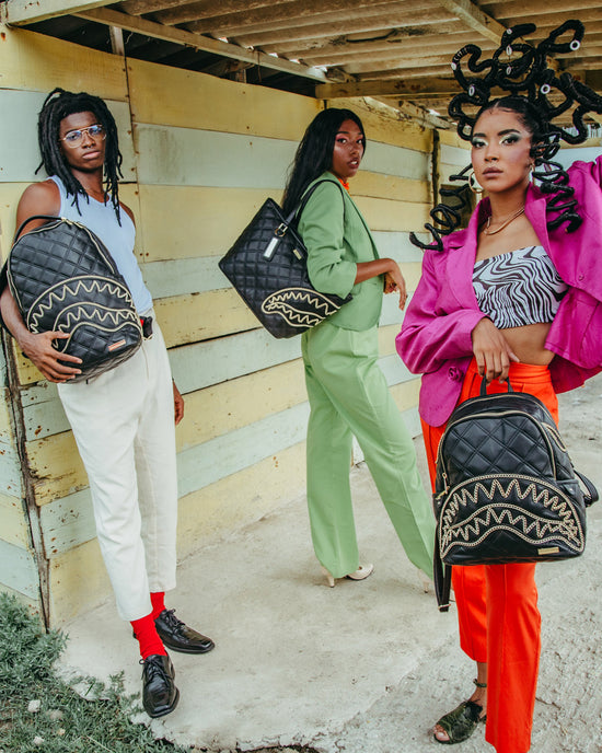 Sprayground NOIR QUILT GOLD CHAIN SHARK SAVAGE BACKPACK