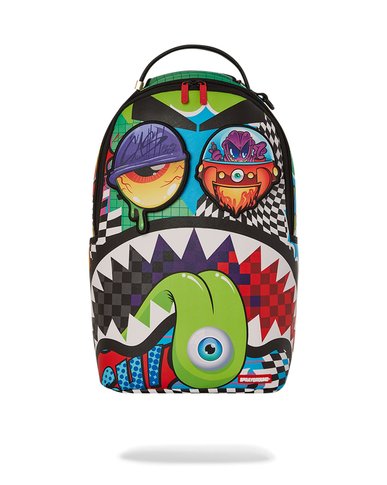 Sprayground PSYCHO WORLD OF FUN BACKPACK (WITH REMOVABLE VELCRO EYE PATCHES)