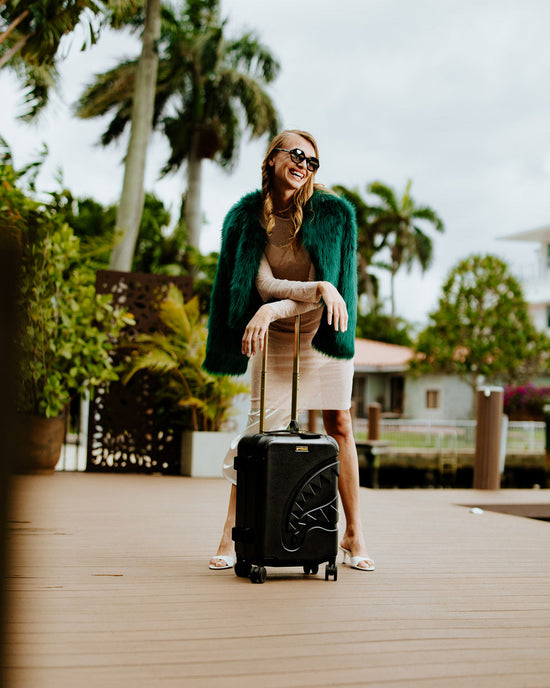 Sprayground REALITY CHECK SHARKITECTURE CARRY-ON JETBLACK LUGGAGE (GOLD HARDWARE)