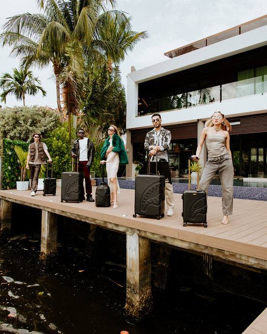 Sprayground REALITY CHECK SHARKITECTURE CARRY-ON JETBLACK LUGGAGE (GUNMETAL HARDWARE)