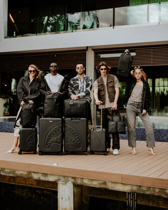 Sprayground REALITY CHECK SHARKITECTURE CARRY-ON JETBLACK LUGGAGE (GUNMETAL HARDWARE)