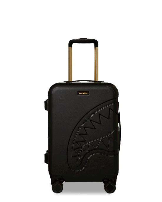 sprayground REALITY CHECK SHARKITECTURE CARRY-ON JETBLACK LUGGAGE (GOLD HARDWARE)