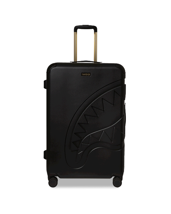 sprayground REALITY CHECK SHARKITECTURE FULL-SIZE JETBLACK LUGGAGE (GOLD HARDWARE)