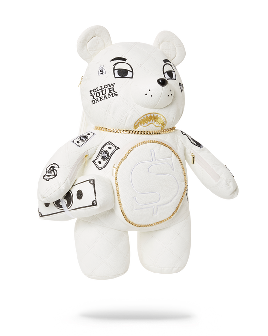 Sprayground RIVIERA LE BLANC GOLD CHAIN MONEYBEAR TEDDYBEAR BACKPACK