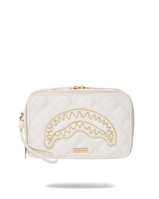 sprayground RIVIERA LE BLANC GOLD CHAIN SHARK TOILETRY BAG