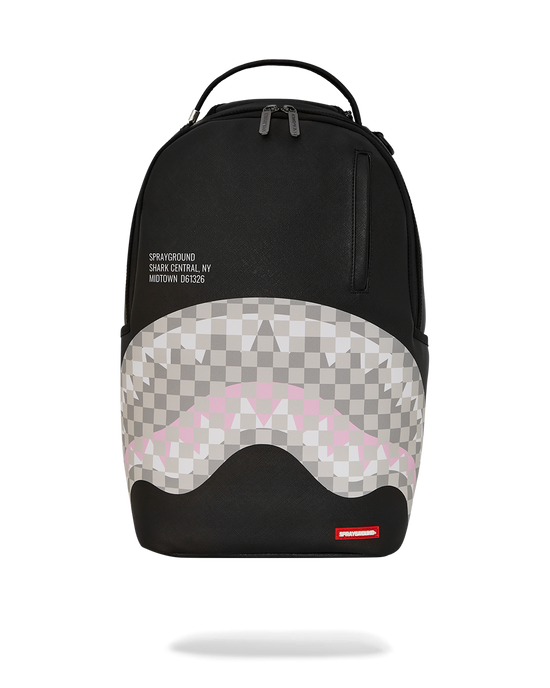 sprayground SHARK CENTRAL CREAM BLACK CHECK BACKPACK