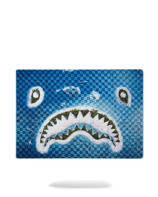 sprayground SHARK ISLAND PACKABLE BEACH MAT BLANKET WATER RESISTANT CONVERTIBLE TOTE