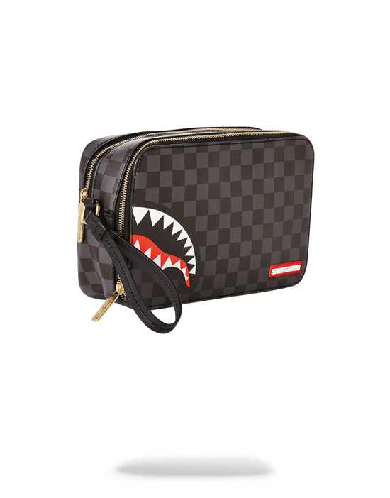 Sprayground SHARKS IN PARIS (BLACK CHECKERED EDITION) TOILETRY AKA MONEY BAGS